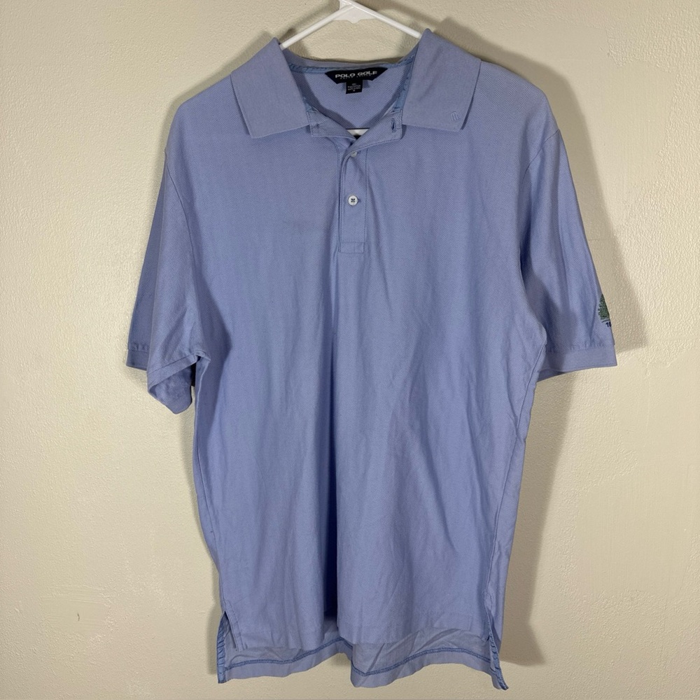 Ralph Lauren Polo Golf Shirt Mens Medium Pima Cotton Light Blue Short Sleeve